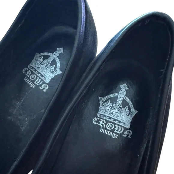 Vintage Festival Black Suede Wedge Loafers Shoes, US 8 by Crown Vintage - Picture 5 of 9